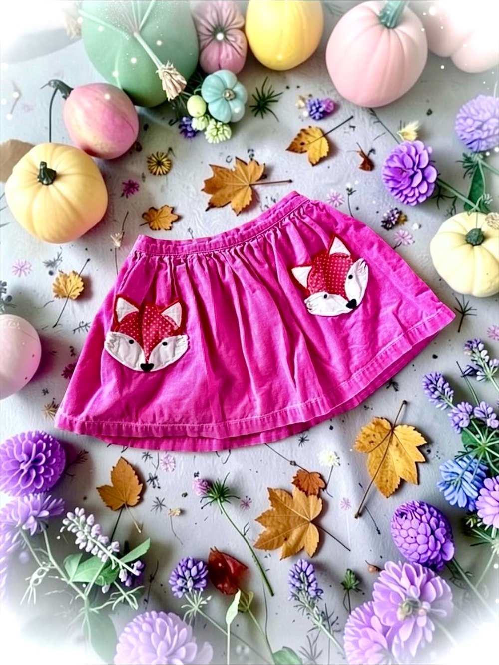 Mini Boden Girls Skirt Medium Pink Corduroy Fox Pockets Size 4–5Y Like New